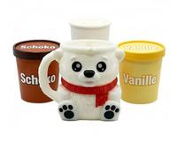 Generisch Soporte para helado para taza de Ben & Jerry's y taza de 500 ml - Elige tu animal favorito (pingüino, oso polar, gato, vaca de montaña y mamut) - PLA de Alemania (oso polar)