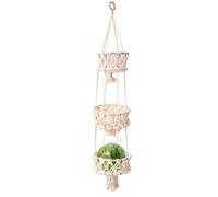 Generisch Soporte para plantas de macrame bohemio, cesta de flores de 3 animales, para colgar interiores, cuerda tejida a mano para ventanas al aire libre para decoración de interiores, exteriores