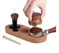 Generisch Soporte para prensador de café, 25 x 10 x 2,5 cm, base de madera para prensar, soporte para prensador de café con mango de almacenamiento para máquina de café