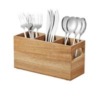 Generisch Soporte para utensilios de cocina de madera extragrande con 3 | Utensilios de cocina Soporte para botella de aceite, cucharón, cuchara, tenedor, tijeras, cocina, restaurante, camping,