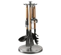 Generisch Soporte para utensilios de cocina para encimera, 21,7 x 44,5 cm, giratorio 360°, organizador con 8 ganchos para espátula y cuchara, ahorro de espacio para casa y restaurante