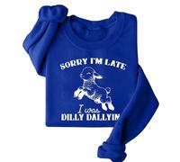 Generisch Sorry I'm Late Women's Casual Autumn Hoodless Fashion Printed Sweatshirt Gilden Hoodie, azul, L