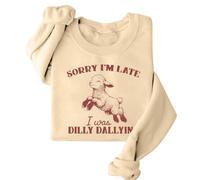 Generisch Sorry I'm Late Women's Casual Autumn Hoodless Fashion Printed Sweatshirt Gilden Hoodie, beige, XL