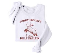 Generisch Sorry I'm Late Women's Casual Autumn Hoodless Fashion Printed Sweatshirt Gilden Hoodie, Blanco, L