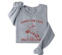 Generisch Sorry I'm Late Women's Casual Autumn Hoodless Fashion Printed Sweatshirt Gilden Hoodie, gris, S
