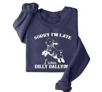 Generisch Sorry I'm Late Women's Casual Autumn Hoodless Fashion Printed Sweatshirt Gilden Hoodie, marine, M