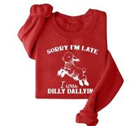Generisch Sorry I'm Late Women's Casual Autumn Hoodless Fashion Printed Sweatshirt Gilden Hoodie, rojo, XL