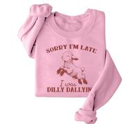 Generisch Sorry I'm Late Women's Casual Autumn Hoodless Fashion Printed Sweatshirt Gilden Hoodie, Rosa., L