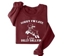 Generisch Sorry I'm Late Women's Casual Autumn Hoodless Fashion Printed Sweatshirt Gilden Hoodie, Vino, XXL