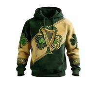 Generisch St Day - Sudadera con capucha para hombre con estampado gráfico de forro polar, para fiestas irlandesas, cálida moda casual, Verde oscuro., S