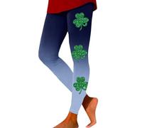 Generisch St Patrick Day Disfraz Mujer Saint Patrick Leggings Casual Estampado Delgado Elástico Largo Botín Pantalones, marine, S