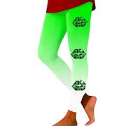 Generisch St Patrick Day Disfraz Mujer Saint Patrick Leggings Casual Estampado Delgado Elástico Largo Botín Pantalones, Verde claro., S