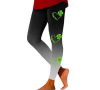 Generisch St Patrick Day Disfraz Mujer Saint Patrick Leggings Casual Estampado Delgado Elástico Largo Botín Pantalones, gris, S