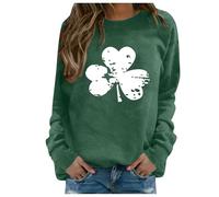 Generisch St Patricks Day - Sudadera de manga larga para mujer, diseño de leopardo, Verde oscuro., XL
