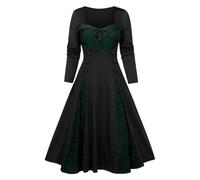 Generisch Steampunk Vestido gótico para mujer, disfraz de Halloween, de encaje, patchwork, vestido de noche, ropa medieval, vintage, vestido de bruja, renacentista, vestido victoriano para cosplay