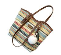 Generisch Straw Beach Bag | Trendy Summer Tote, Woven Shoulder Handbag | Handwoven Casual Handbag for Women Ladies Girls Wives Mothers Travelers Seaside Poolside Shopping Picnics Concert