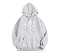 Generisch Streetwear Mujer Mujer Sudadera con Capucha Cuello Redondo Diseño de Impresión Moderno para Elegancia Casual Sudadera con Capucha Niña Sudadera Negra Sudaderas para Sudadera, Gris claro., L