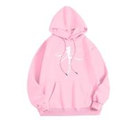 Generisch Streetwear Mujer Mujer Sudadera con Capucha Cuello Redondo Diseño de Impresión Moderno para Elegancia Casual Sudadera con Capucha Niña Sudadera Negra Sudaderas para Sudadera, Rosa., XL