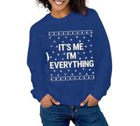 Generisch Sudadera a juego para parejas navideñas/Tengo todo lo que quiero para Navidad Camiseta/Hombre Mujer Jersey de Navidad (azul, XL)