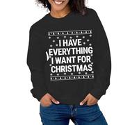 Generisch Sudadera a juego para parejas navideñas/Tengo todo lo que quiero para Navidad Camiseta/Hombre Mujer Jersey de Navidad (Negro, L)