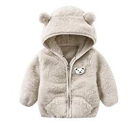 Generisch Sudadera bebé niño recién nacido bebé niña niño chaqueta orejas de oso capucha ropa de abrigo cremallera forro polar cálido abrigo de invierno mago, gris, 6-12 meses