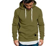 Generisch Sudadera casual con capucha para hombre con empalme suéter grande mezcla de algodón suave para estilos casuales, Verde militar., XL