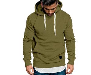 Generisch Sudadera casual con capucha para hombre con empalme suéter grande mezcla de algodón suave para estilos casuales, Verde militar., XL