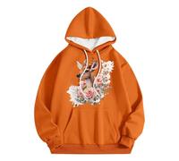 Generisch Sudadera casual con capucha para hombre con estampado de cabeza de ciervo, suéter cómodo para el día a día en otoño e invierno, estilo básico de vikingo, ropa para mujer, naranja, XXL