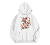 Generisch Sudadera casual con capucha para hombre con estampado de cabeza de ciervo, suéter cómodo para el día a día en otoño e invierno, estilo básico de vikingo, ropa para mujer, Blanco, L