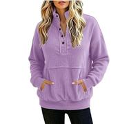 Generisch Sudadera con bolsillo de color liso, manga larga y botones en estilo callejero clásico