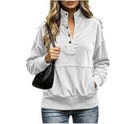 Generisch Sudadera con bolsillo de color liso, manga larga y botones en estilo callejero clásico