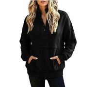 Generisch Sudadera con bolsillo de color liso, manga larga y botones en estilo callejero clásico