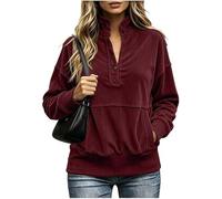 Generisch Sudadera con bolsillo de color liso, manga larga y botones en estilo callejero clásico