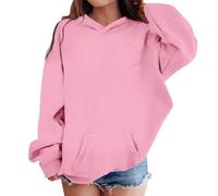 Generisch Sudadera con capucha 9102 para niños y niñas, manga larga, color liso, informal, ropa de abrigo acogedora con forro polar, sudadera con capucha para niños pequeños, Rosa., 10-11 años