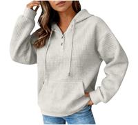 Generisch Sudadera con capucha beige para mujer, de gran tamaño, sin capucha, transparente, térmica, blusa envolvente, sencilla, sin capucha, chaqueta deportiva