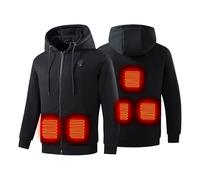 Generisch Sudadera con capucha calefactable para hombre, chaleco calefactor, sudadera con capucha, 5 zonas de calentamiento, pantalla LED, informal, sudadera con capucha, sudadera con cordón, chaqueta