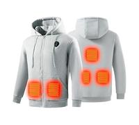 Generisch Sudadera con capucha calefactable para hombre, chaleco calefactor, sudadera con capucha, 5 zonas de calentamiento, pantalla LED, informal, sudadera con capucha, sudadera con cordón, chaqueta