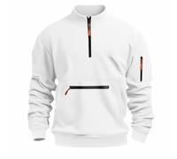 Generisch Sudadera con capucha con cremallera para hombre, manga larga, sudadera con capucha con cremallera, camisas para exteriores, Blanco, L