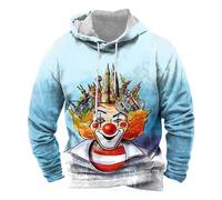 Generisch Sudadera con capucha con estampado de carnaval suave de forro polar con bolsillo delantero cordón ajustable para hombre de estilo urbano, azul, XL