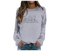 Generisch Sudadera con capucha con estampado de letras y cuello redondo para mujer, para otoño e invierno, chaleco de 10 kilos, gris, XXL