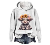 Generisch Sudadera con capucha con estampado de vaca con estampado de vaca para una acogedora sudadera de forro polar para vacaciones, Blanco, XL