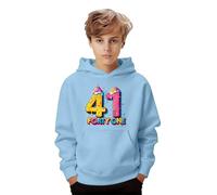 Generisch Sudadera con capucha con estampado gráfico para niños y niñas, chaqueta de forro polar informal con bolsillo para jóvenes (azul claro, 11-12 años)