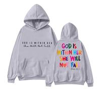 Generisch Sudadera con capucha cristiana para mujer con texto en inglés «God is Within Her», Style_h08 Gris, XL