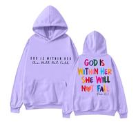 Generisch Sudadera con capucha cristiana para mujer con texto en inglés «God is Within Her», Style_h10purple, XXL