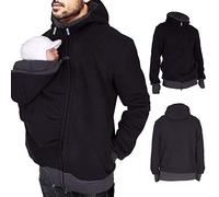 Generisch Sudadera con capucha de canguro para hombre portabebés, suéter cálido portabebés, abrigo de manga larga, chaqueta con capucha, camiseta de canguro para papá y bebé, chaqueta de transporte 2