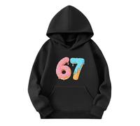 Generisch Sudadera con capucha de forro polar para niña: ropa exterior suave e informal con bolsillo y puños acanalados para jugar y para el día a día., Negro , 9-10 años