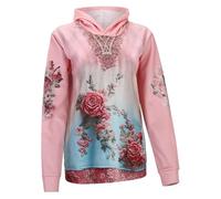 Generisch Sudadera con capucha de gran tamaño para mujer, vintage, con estampado de flor de cerezo, informal, elegante, con capucha, diseño floral, estilo étnico, Y2K, ropa de calle para otoño e