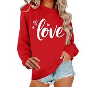 Generisch Sudadera con capucha de gran tamaño para mujer y mujer, camiseta de manga larga con estampado de corazones para románticos trajes de San Valentín para parejas acogedoras sudaderas con