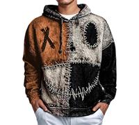 Generisch Sudadera con capucha de Halloween para hombre, divertido disfraz de cara de calabaza, suéter gótico, sudadera punk, manga larga, camiseta de bloque de color, moderna, vintage, suave, para el