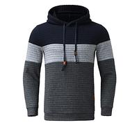 Generisch Sudadera con capucha de invierno para hombre, material fino con diseño a cuadros multicolor para un calor moderno, marine, S